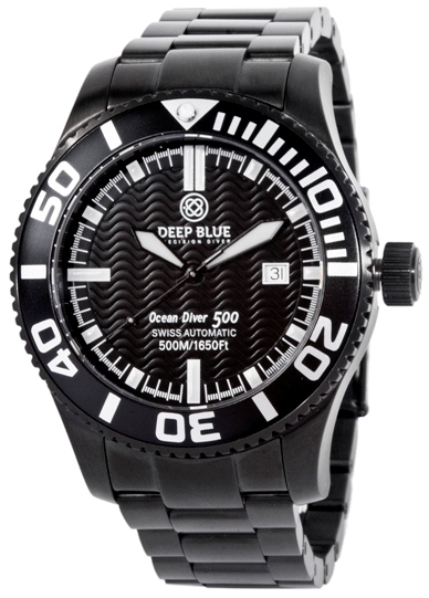 Ocean Diver 500 - sort PVD. Deep Blue dykkerur